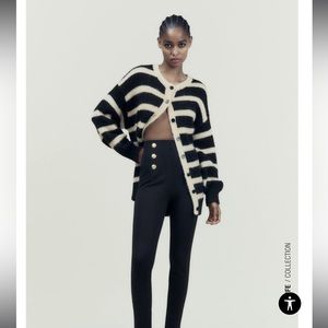 NWOT Zara Sz M High-waisted Leggings with Elastic Waistband.